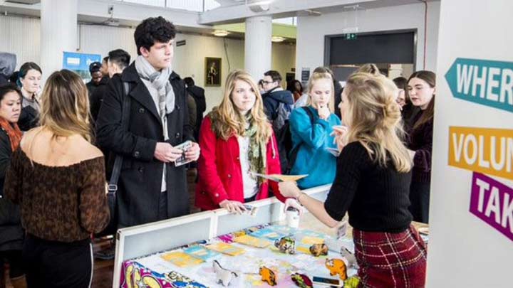 Students attending a careers event